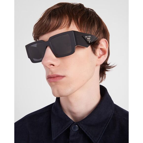 Prada SPR12Z Black Oversized Plastic Frame Sunglasses - Picture 1 of 8